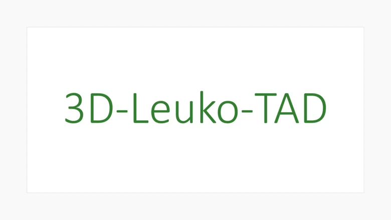 Auf weißem Hintergrund steht in grüner Schrift der Begriff ‚3D-Leuko-TAD'‘