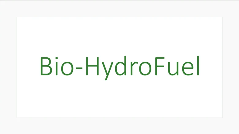 Auf weißem Hintergrund steht in grüner Schrift der Begriff ‚Bio-HydroFuel‘
