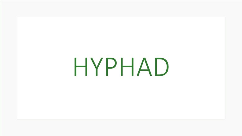 grüner Schriftzug des Projekttitels "HYPHAD"