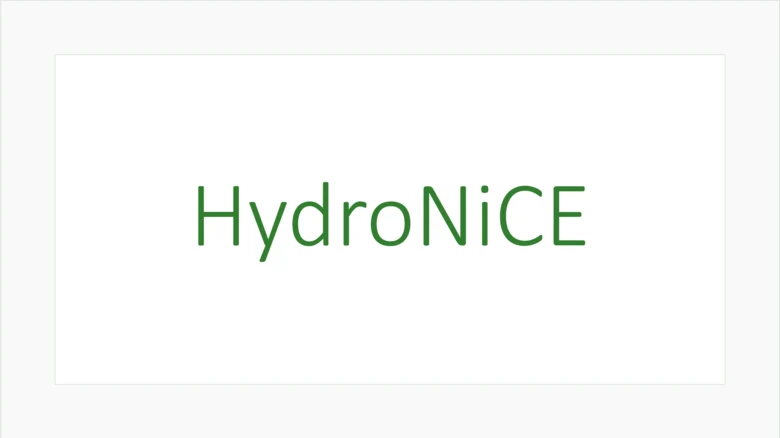 Auf weißem Hintergrund steht in grüner Schrift der Begriff ‚HydroNice'‘