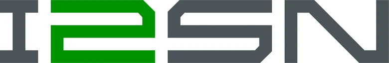 Der Schriftzug I2SN in technisch anmutender Schrift in grau mit grüner 2
