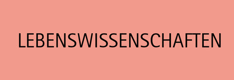 Rote Kachel mit Aufschrift "Lebenswissenschaften"