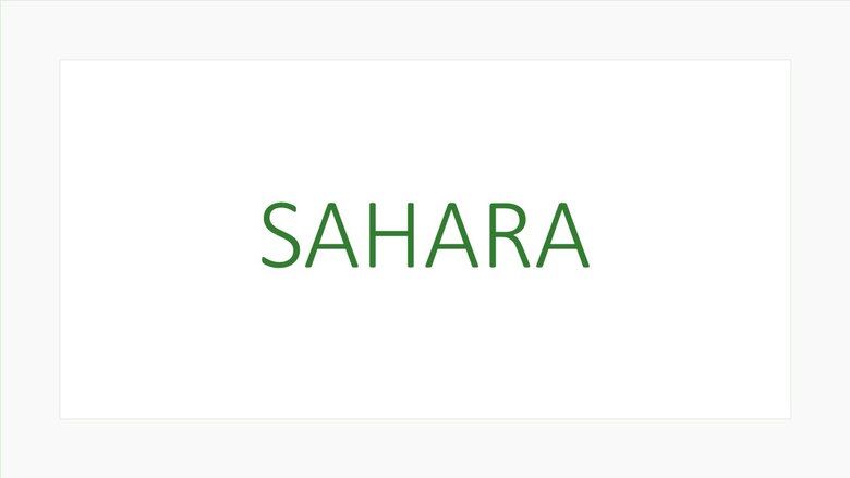 grüner Schriftzug des Projekttitels "SAHARA"